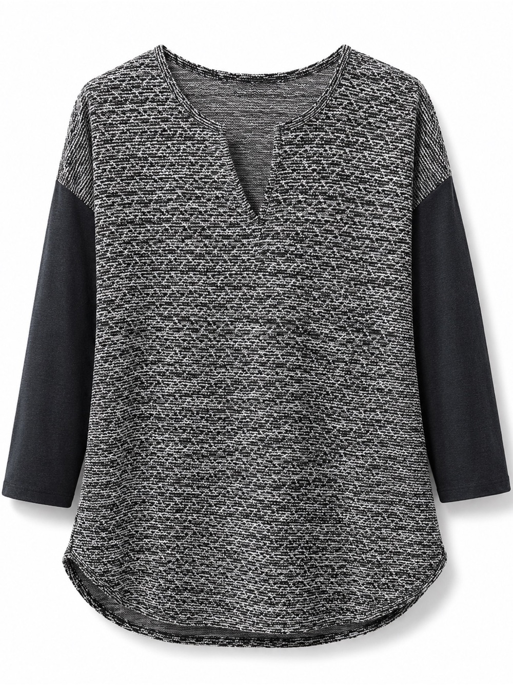 Van Heusen black and white marled knit tunic top in size Large.